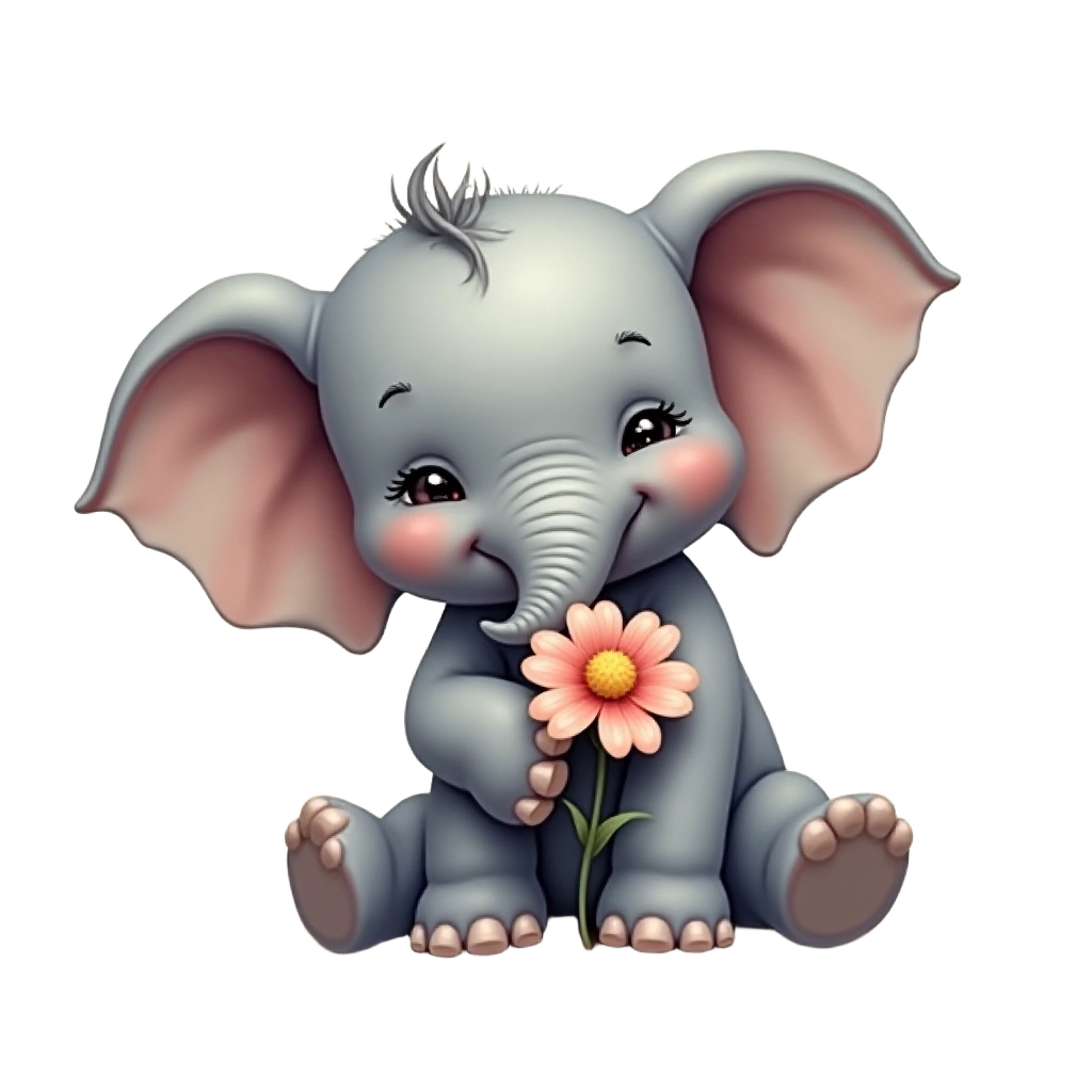 Charming Elephant with Flower